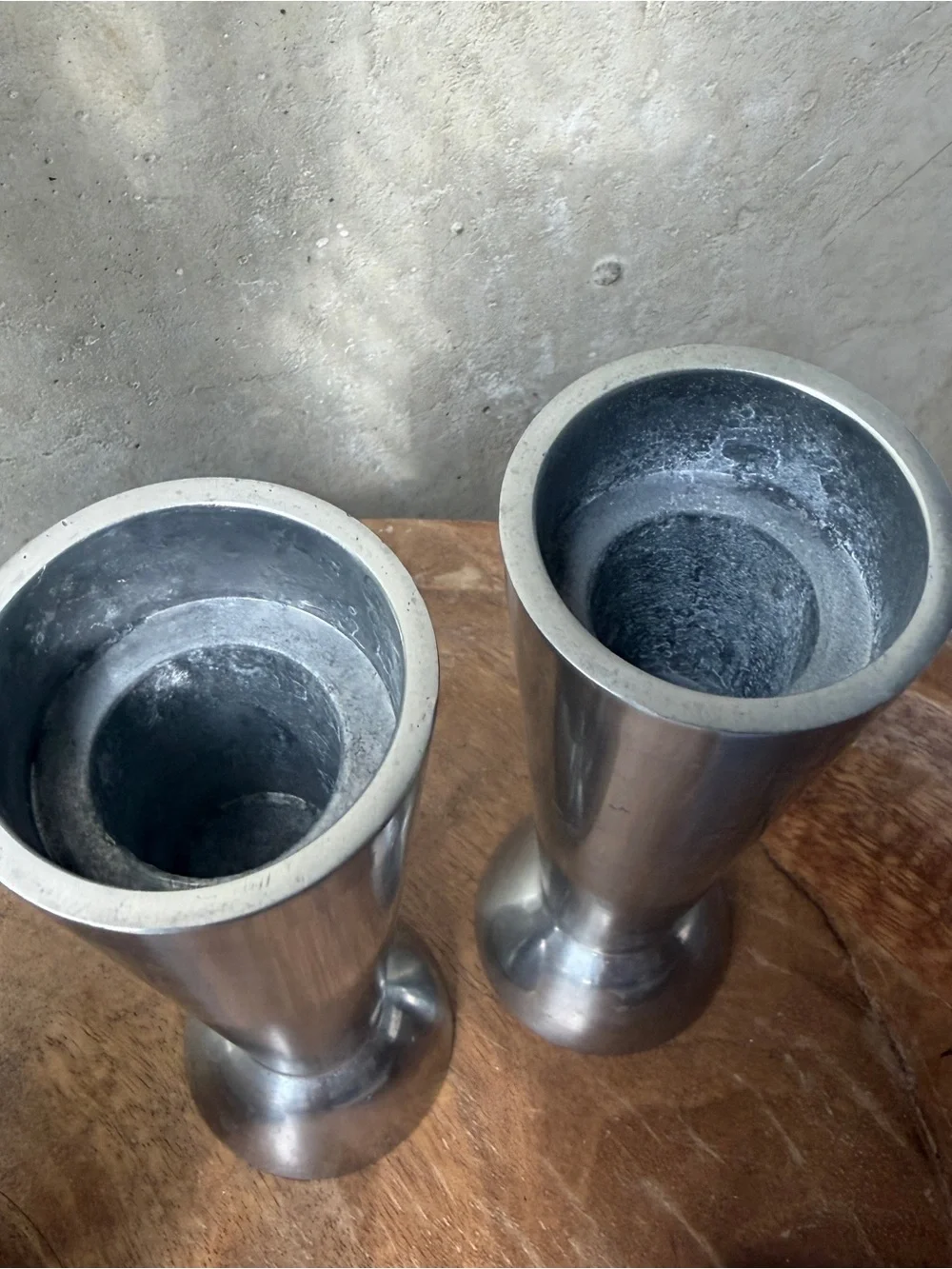 Scandinavian Design 2 Sided Tapered Silver Candlestick Holder Mid Century pair
